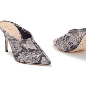 Black Suede Studio stiletto heel mules NIB snake embossed size 7 gorpcore
